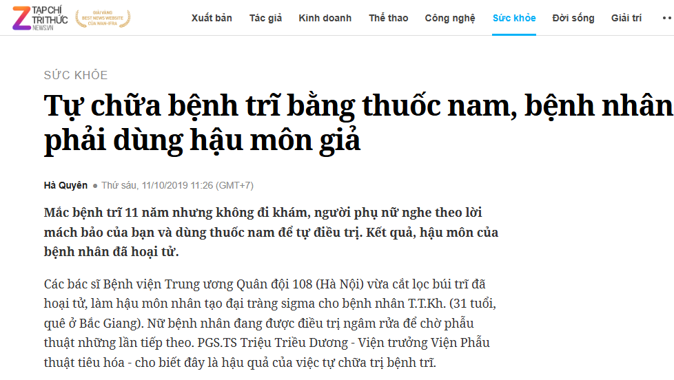 HCPT II giải pháp làm teo búi trĩ an toàn mà không đau